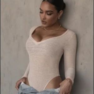 BEIGE LISETH RIBBED BODYSUIT JLUXLABEL